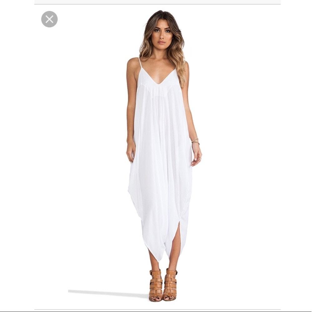INDAH White Breezy Boho Jumpsuit Oversize Small Medium S/M Beachy Revolve Harem